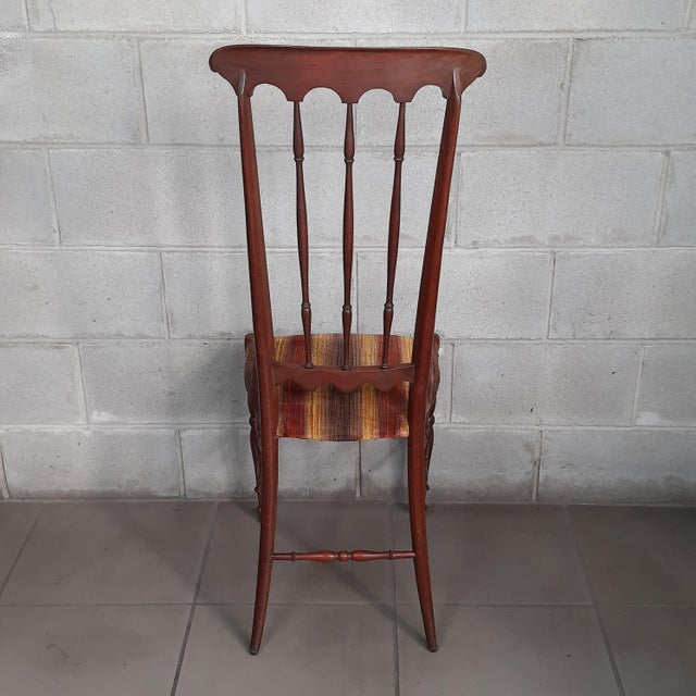 Chiavari High Back Chair in Wood and Padded Fabric, 1950s For Sale - Image 3 of 17