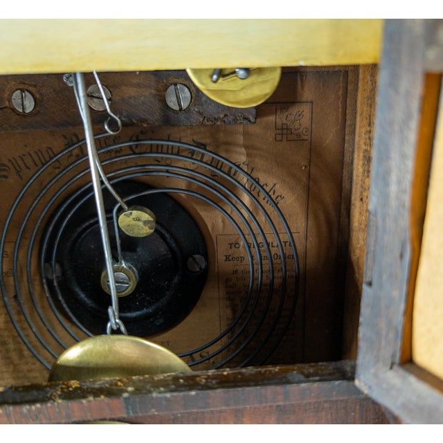 19th Century Empire Style Rosewood Veneered Column Mantle Clock by Seth Thomas For Sale - Image 14 of 18