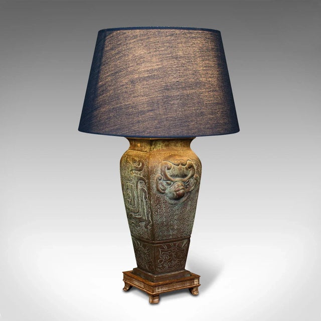 1970s Vintage Oriental Bronze Decorative Table Lamp For Sale - Image 11 of 11