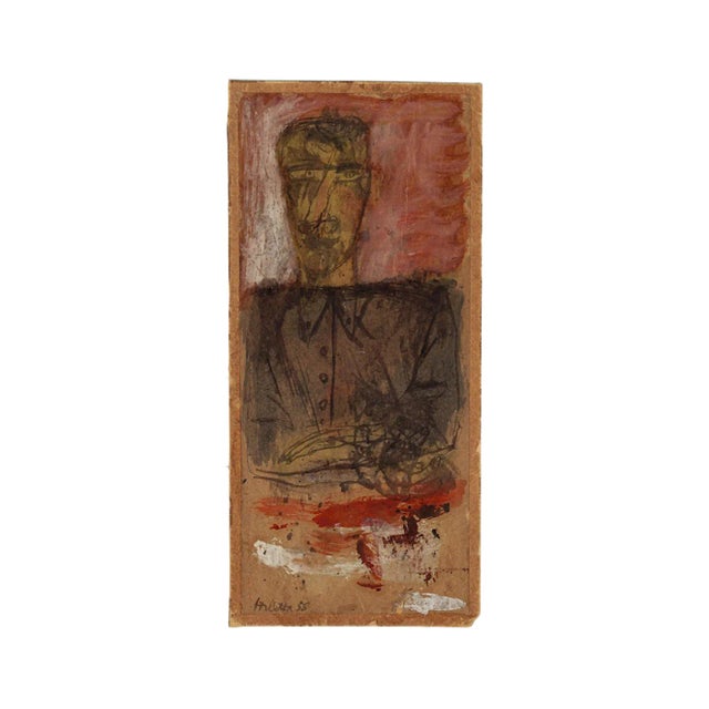 Sergio Barletta, Figure, Original Mixed Media, 1958, Cardboard For Sale