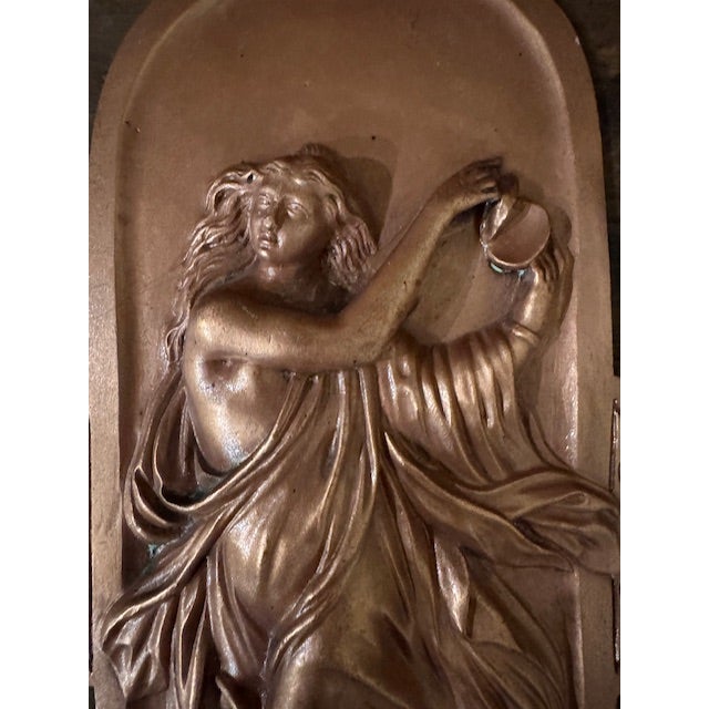 Art Nouveau Antique French Art Nouveau Copper-Clad Figural Applique Wall Plaques, Circa 1880 - 1920, Set of 2 For Sale - Image 3 of 9