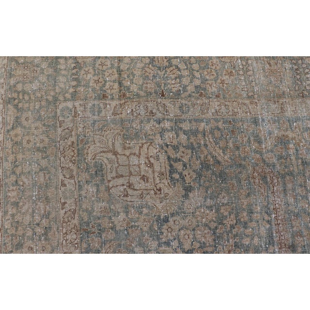 Early 20th Century Antique Persian Tabriz Rug With Light Blue Field and Subtle Allover Design For Sale - Image 5 of 14