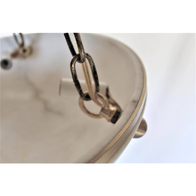 Modern/Deco Style Alabaster Pendant, Brass Chains For Sale - Image 4 of 9