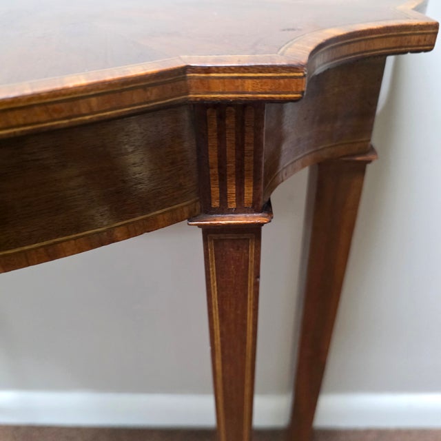 American Federal Inlaid Mahogany Wall-Mounted Demi-Lune Pier Table With Radiating Fan Inlay and Stringing, Circa 1800 For Sale - Image 17 of 18