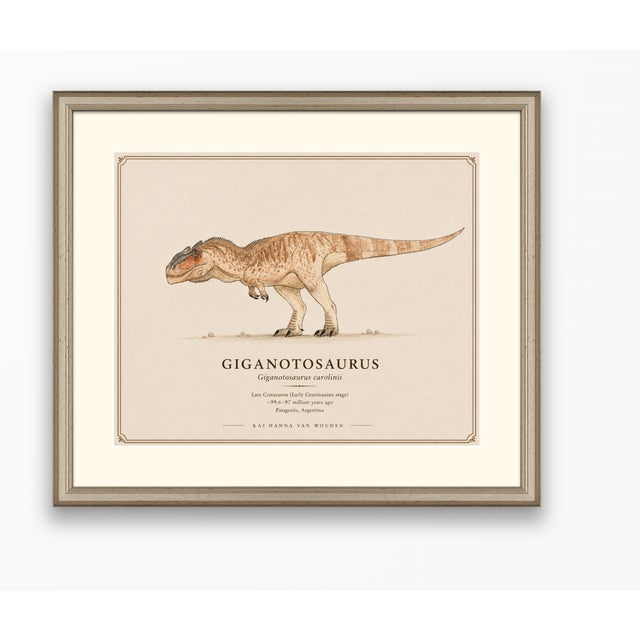 Atelier Aria Lumae Kai Hanna Van Wouden Giganotosaurus Carolinii Original Scientific Watercolor Fine Art Cotton Rag Gallery Board Print 20 X 16 For Sale - Image 10 of 15