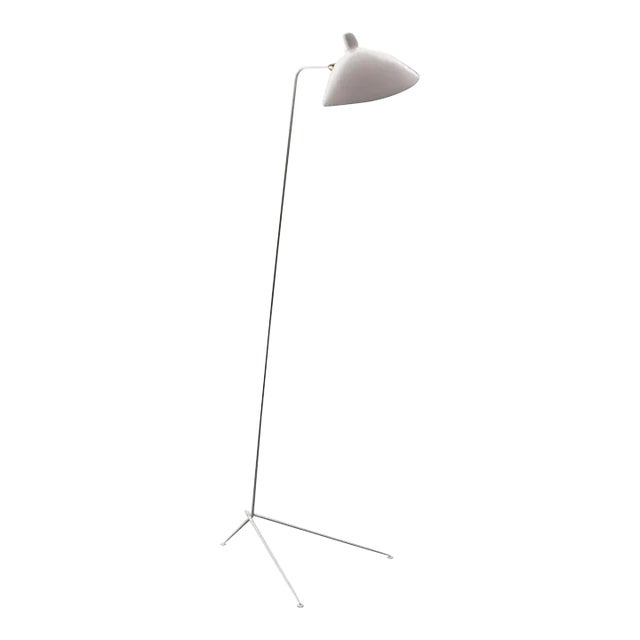 Editions Serge Mouille 'Lampadaire Droit' Floor Lamp in White For Sale