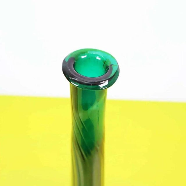 1970s Large Vintage Green Glass Vase For Sale - Image 5 of 9