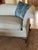 Modern Vintage Reproduction Camelback Newly Upholstered Sofa With Coordinating Custom Blue Velvet Accent Pillows For Sale - Image 3 of 12