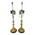 Antique French Art Nouveau Embossed Brass Candlestick Lamps- A Pair For Sale