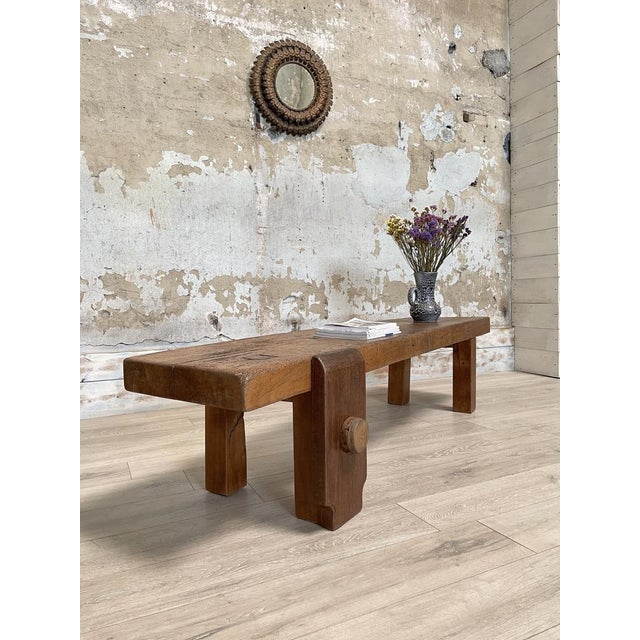 Brown Primitive Coffee Table in Wood For Sale - Image 8 of 18