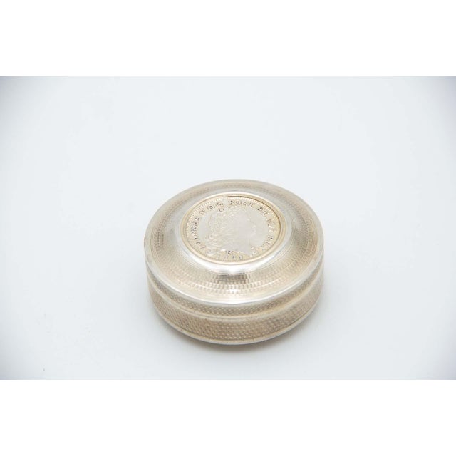 Circular Guilloche Silver Box with Coins by D João V For Sale - Image 5 of 5