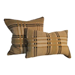 19Thc Double Sided Wool Horse Blanket Pillows -Two For Sale