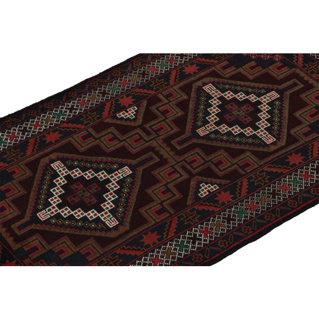Rug & Kilim Rug & Kilim’s Baluch Tribal Rug in Burgundy With Geometric Medallions For Sale - Image 4 of 8