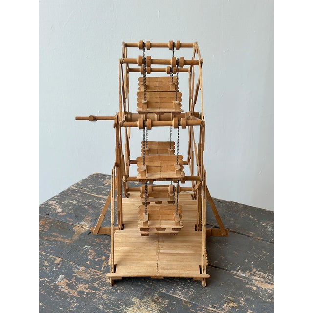 Vintage Folk Art Popsicle Stick + Spool Kinetic Ferris Wheel Sculpture, Circa 1970s For Sale - Image 13 of 17
