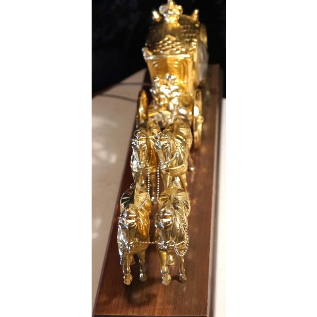 Antique Solid Brass Horse And Carriage Clock By United C1940s Figurines