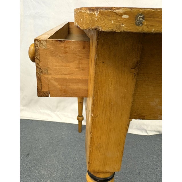 Primitive Farmhouse Handmade and Painted Pine Table With Drawer For Sale - Image 13 of 18