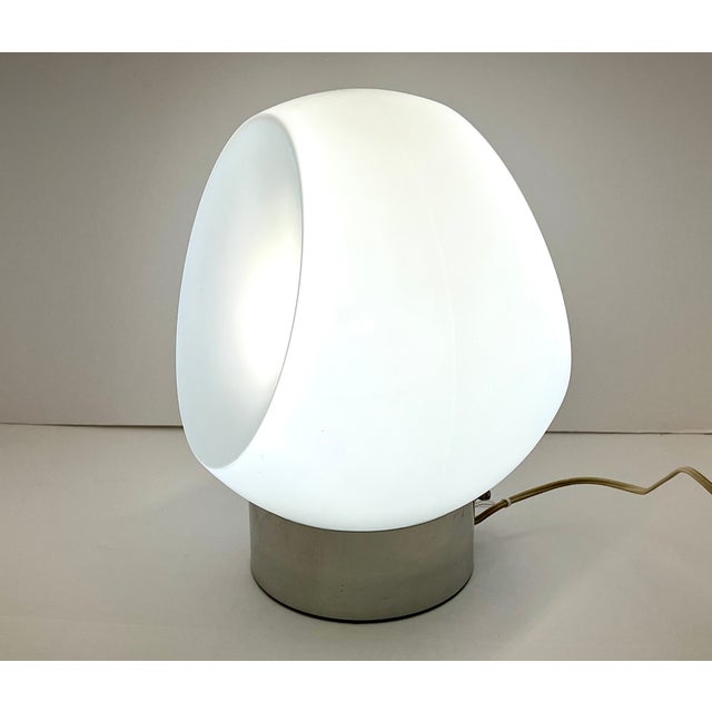 1960s Robert Sonneman Vintage Mid Century Modern Crescent Chrome and Glass 3-Way Table Lamp For Sale - Image 12 of 18