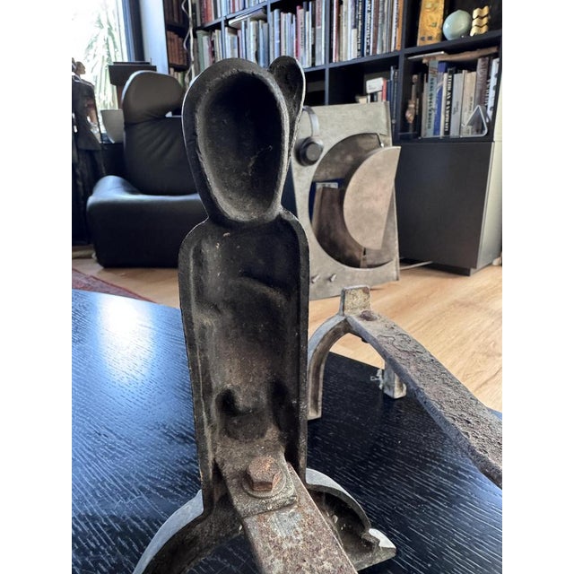 1940s Art Deco Expressionist Bronze Andirons by Anton Prinner, 1940, Set of 2 For Sale - Image 5 of 8