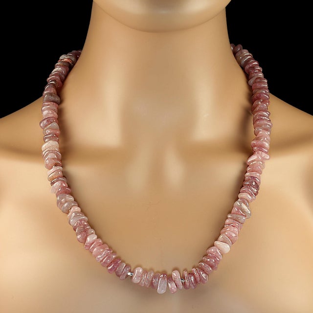 Traditional Mauve Madagascar Rose Quartz & Sterling Accents Necklace For Sale - Image 3 of 5