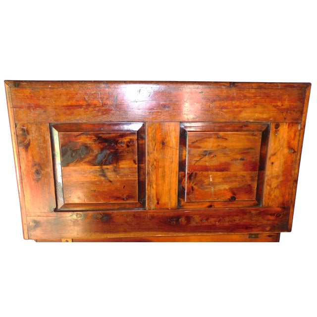 Brown Vintage Rustic Country Farmhouse Cedar Lined Trunk With Caster Wheels For Sale - Image 8 of 13