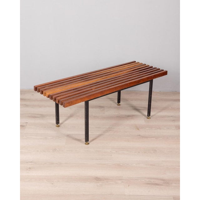 Black Vintage Bench with Teak, 1960s For Sale - Image 8 of 8