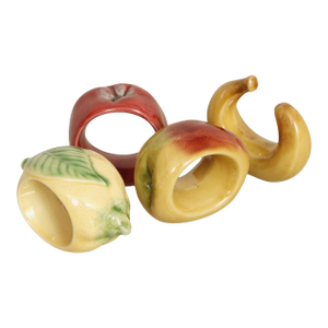 Late 20th Century Ceramic Fruit Napkin Rings - Set of 4