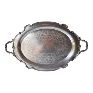 Vintage 1847 Rogers Bros "Reflection" Pattern Silverplate Waiter Tray. For Sale
