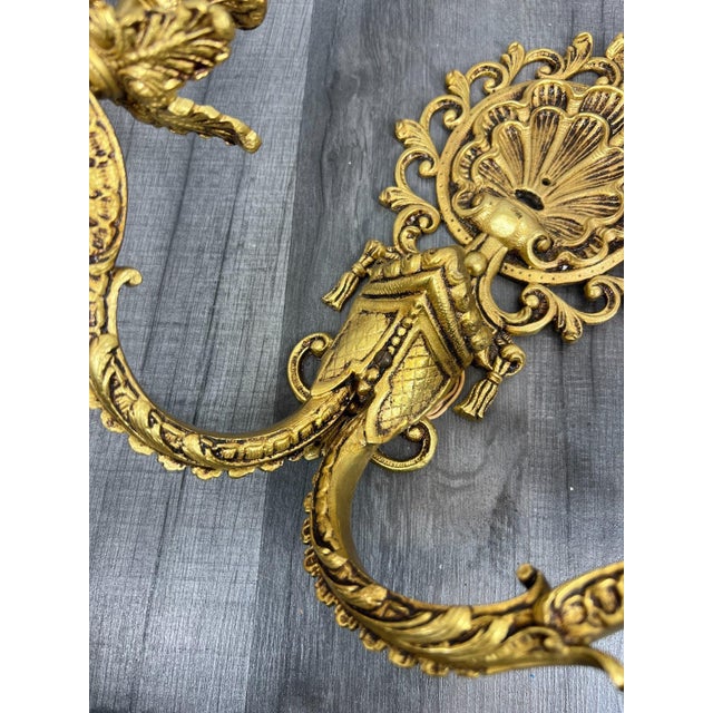 Vintage French Wall Lamps in Brass, Set of 2 For Sale - Image 6 of 15