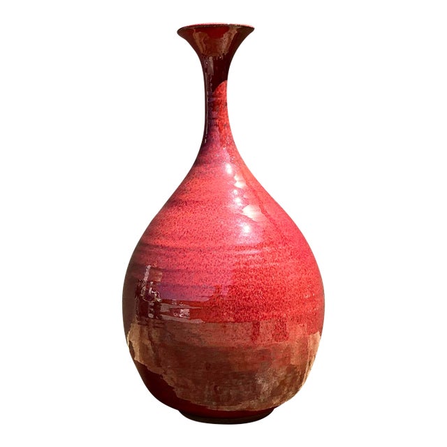 Vintage Original Studio Pottery Long Neck Vase For Sale