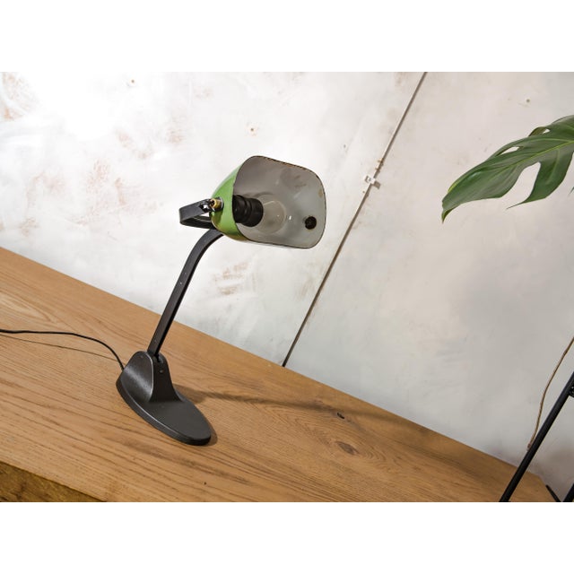 Black Viktoria Bankers Desk Lamp with Green Enamel Shade, 1920s For Sale - Image 8 of 16