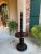 Antique English Carved Oak Floor Lamp Open Barley Twist W Round End Table C1920 For Sale - Image 15 of 18