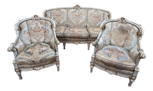 Louis XV Style Living Room Set in Painted Wood, 1950s, Set of 3