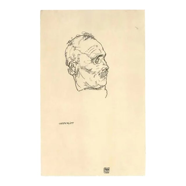 Egon Schiele Lithograph 59 Portrait of Gustav Klimt For Sale