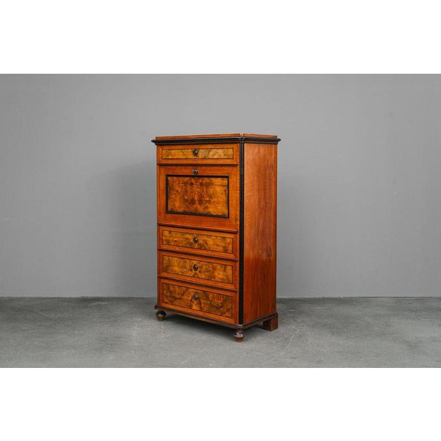 Historicist Civil Secretaire Desk in Walnut, 2nd Half of the 19th Century For Sale - Image 4 of 18