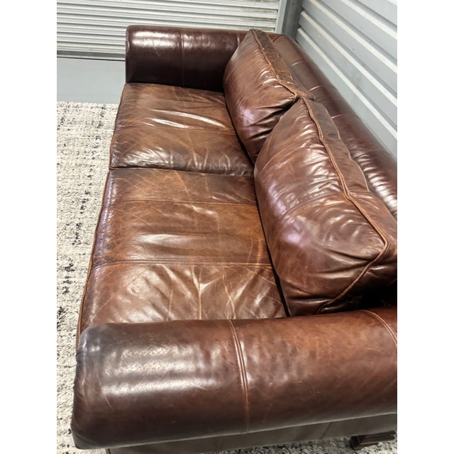 Ralph Lauren Colonial Leather High End Designer Sofa Couch Brass Caps For Sale In Tampa - Image 6 of 6