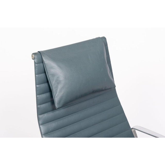 Eames Blue Gray Leather Office Lounge Chair for Herman Miller - Pair Available For Sale - Image 14 of 14