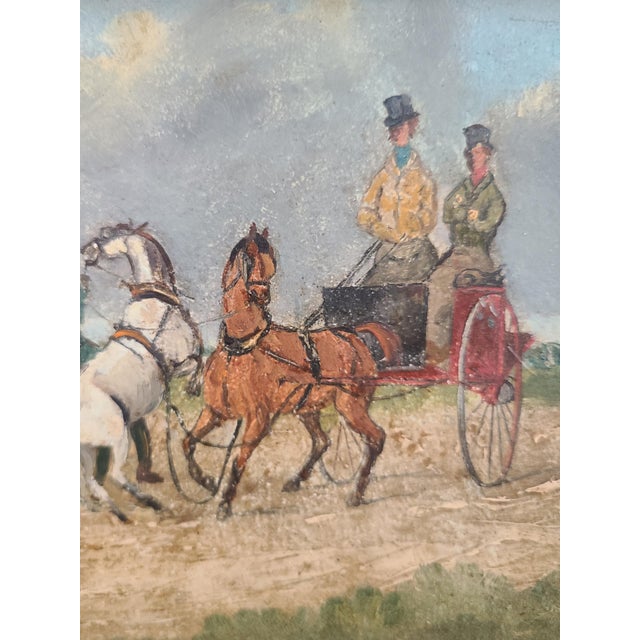 English Small Antique 19th Century English Oil Painting Equestrian Sporting Scene For Sale - Image 3 of 12