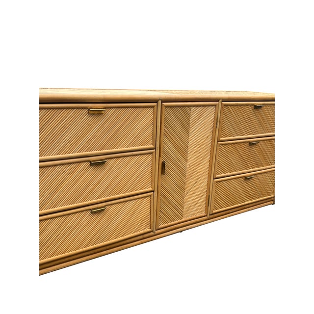 Vintage Pencil Reed Style Rattan Wicker Dresser or Credenza in Coastal Boho Chic Style For Sale In New York - Image 6 of 11
