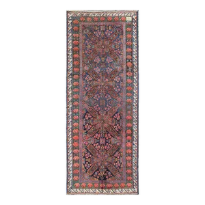 Late 19th Century Antique Caucasian 19th Century Seychour Rug in Blue Green Brown & Multi Colors