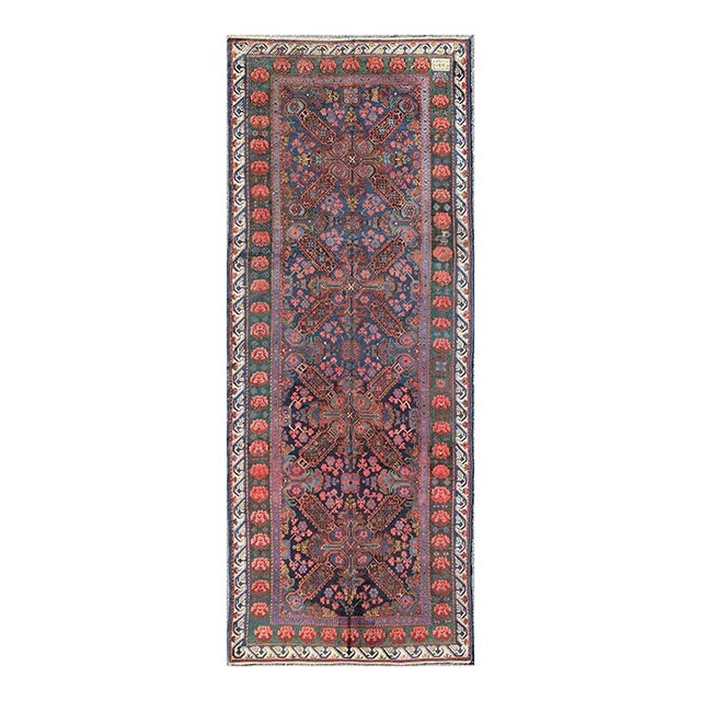 Late 19th Century Antique Caucasian Seychour Rug in Blue Green Brown & Multi Colors For Sale