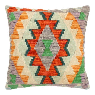 Modern Turkish Sharyn Hand Woven Kilim Throw Pillow For Sale