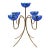 MCM Gunnar Ander for Ystad-Metall 5-Light Brass & Cobalt Blue Glass Flower Candelabra For Sale