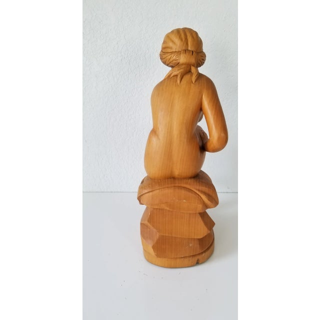 French Style Carved Wood Nude Female Sculpture For Sale In Miami - Image 6 of 11