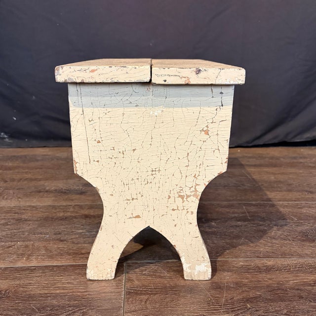 Cream Antique Primitive Shoe Shine Bench for Cobbler With Cast Iron Foot Rest For Sale - Image 8 of 9