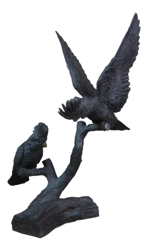 Mid Century Lifesize French Bronze Parrots Cockatoos Birds Sculpture Statue