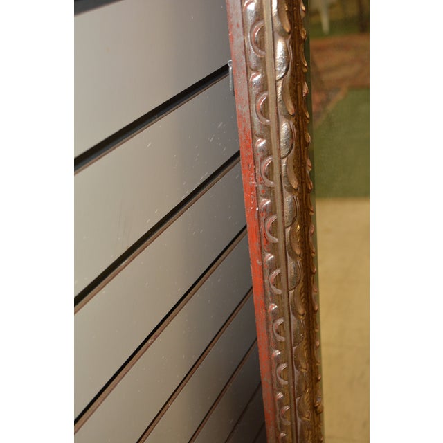 Ornate Plaster / Wood Silver W/ Gold Wash Rectangular Wall or Mantel Mirror For Sale - Image 11 of 18