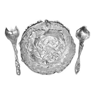 Vintage Arthur Court Bunny Salad Bowl With Bunny Serving Utensils- 3 Pieces For Sale