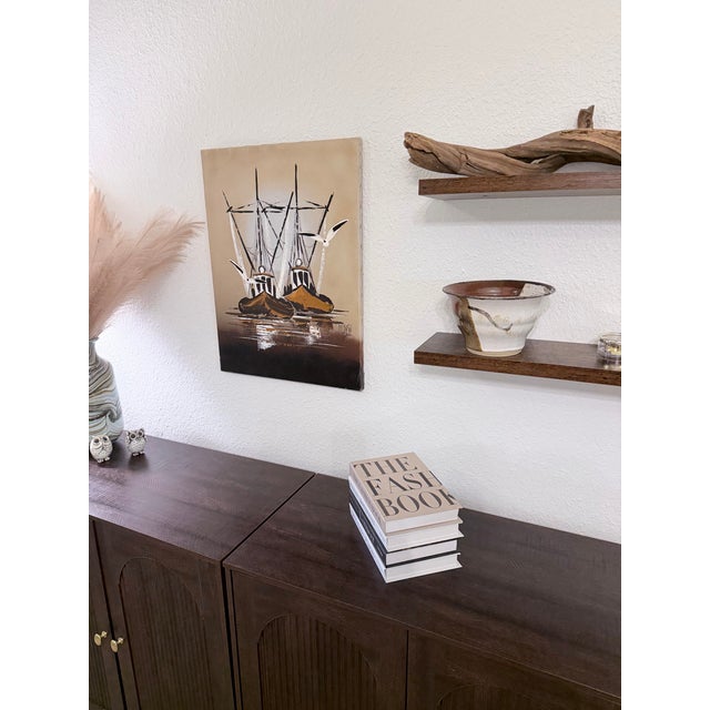 1970s 1970s Mid-Century Modern Shirley Newell Impasto Coastal Paintings - A Pair For Sale - Image 5 of 11