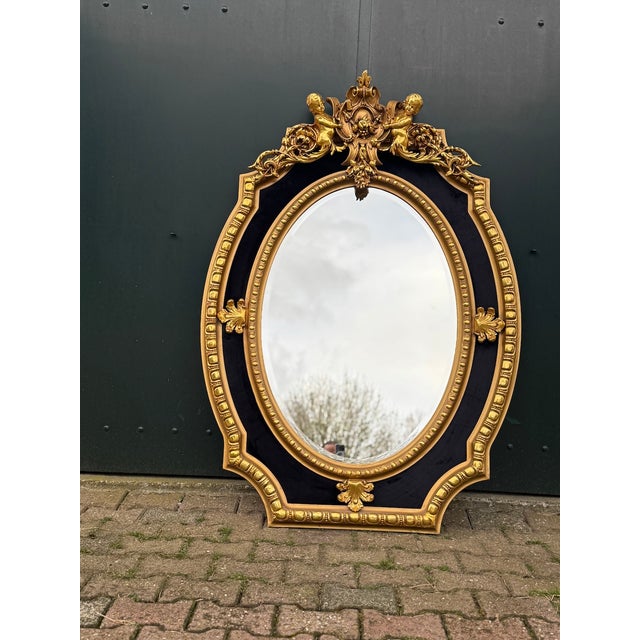 1980s French Louis XVI Gold Wood Wall Mirror For Sale - Image 14 of 18