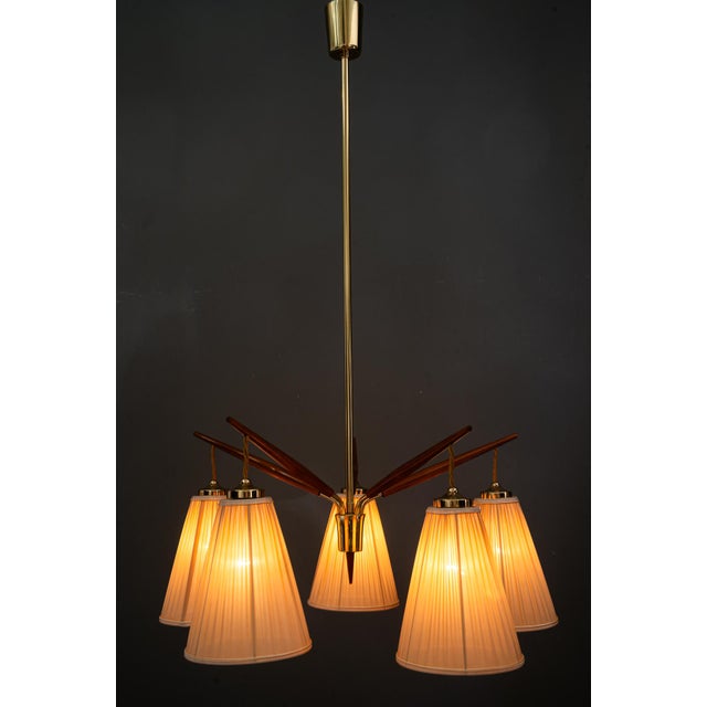 Chandelier with Fabric Shades from Rupert Nikoll, Vienna, 1950s For Sale - Image 16 of 18